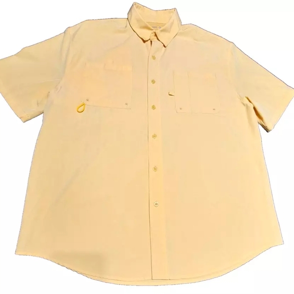 Reel Legends Shadester Performance Fishing Short Sleeve Shirt Men's L Yellow - Picture 3 of 14